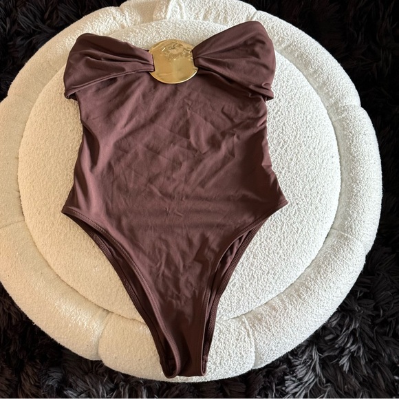 ❌SOLD❌ Zara Metal Embellished Strapless One Piece Swimsuit - Picture 2 of 5